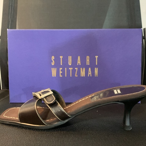Vintage Stuart Weitzman Brown Slide w/ Silver Buckle - Picture 3 of 3